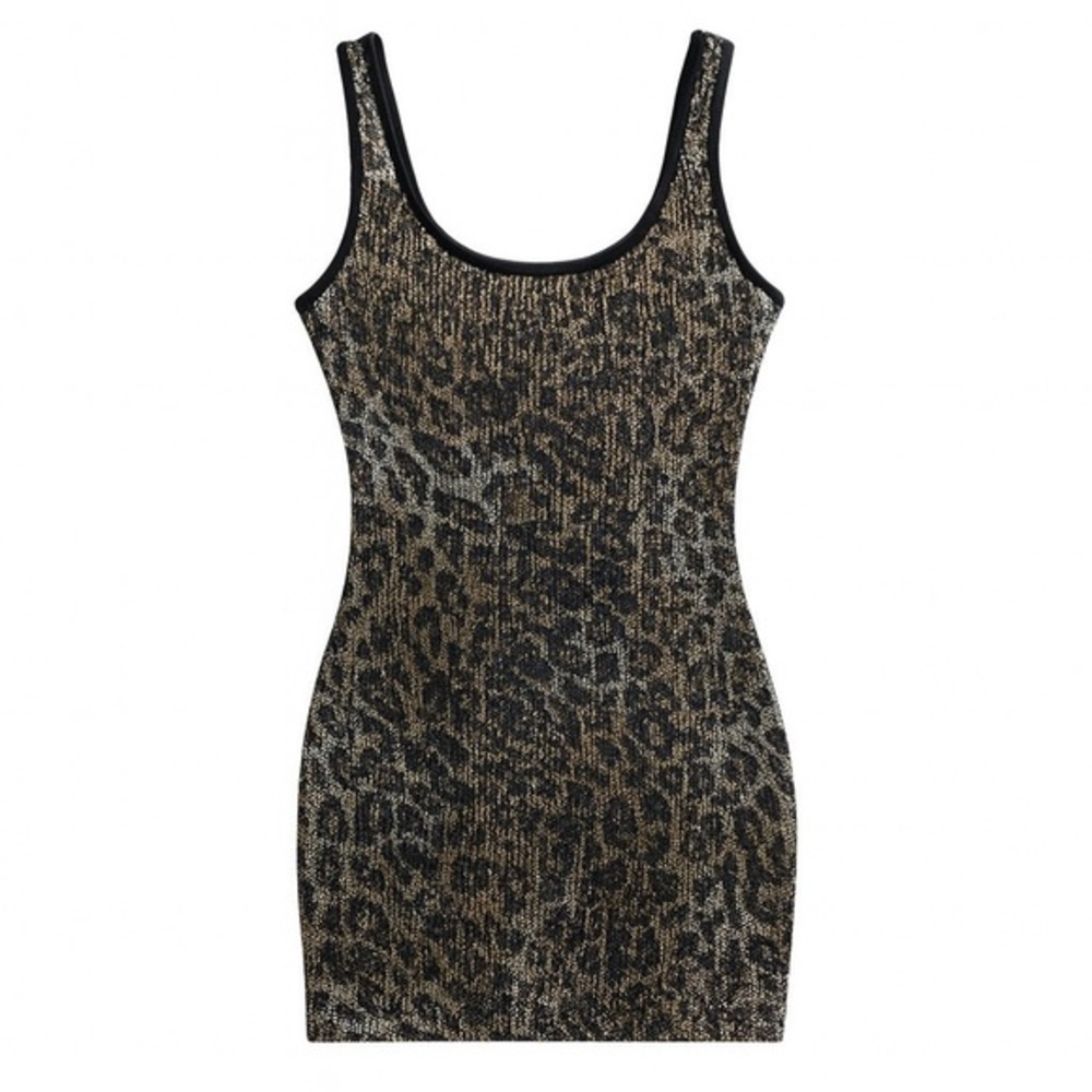 Sequin Mini Dress • Leopard Print • Size S